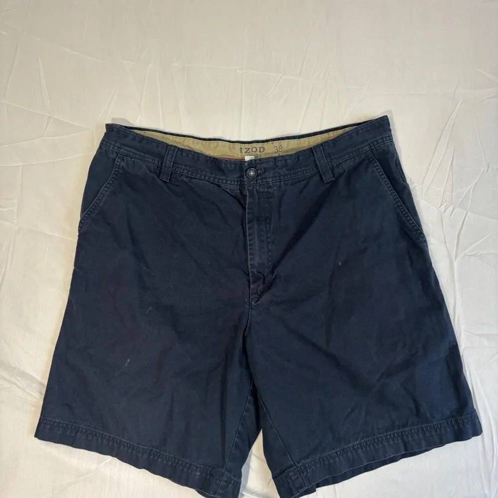 Vintage Izod Saltwater navy blue baggy cotton shorts